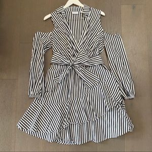 NY&Co Striped Cold Shoulder Shirt Dress
